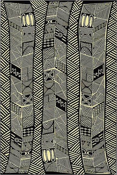 Artist: b'REDBACK GRAPHIX' | Title: b'Wrapping paper: Pumpuni' | Date: 1986 | Technique: b'screenprint, printed in colour, from three stencils'