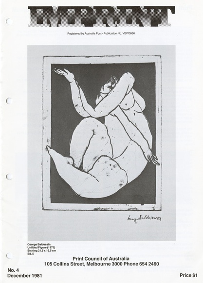 Artist: b'PRINT COUNCIL OF AUSTRALIA' | Title: b'Periodical | Imprint. Melbourne: Print Council of Australia, vol. 16, no. 4,  1981' | Date: 1981