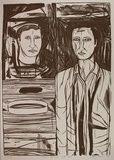 Artist: b'Harris, Jeffrey.' | Title: b'Figure standing with head' | Date: 1987 | Technique: b'lithograph, printed in black ink, from one stone'