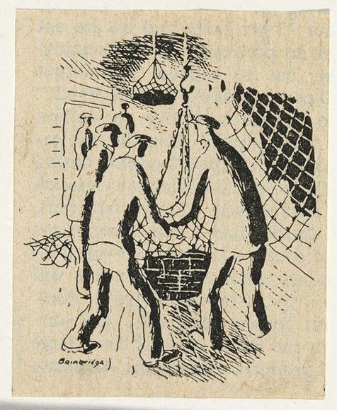Artist: b'Bainbridge, John.' | Title: b'(Men moving load).' | Date: (1939-59) | Technique: b'lithograph'