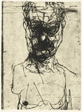 Artist: PARR, Mike | Title: Untitled self-portraits 5. | Date: 1990 | Technique: drypoint, printed in black ink, from one copper plate