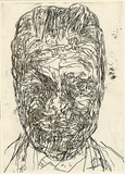 Artist: b'PARR, Mike' | Title: b'Pool of blood 1.' | Date: 1988 | Technique: b'deep etching, deep bite, aquatint and foul biting, printed in black ink, from one copper plate'