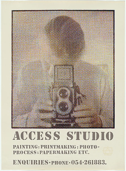 Artist: b'MADDOCK, Bea' | Title: b'Poster: Access Studio' | Date: 1982 | Technique: b'photo-etched linocut, printed in process colour, from four blocks'