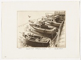 Artist: b'PLATT, Austin' | Title: b'Seagulls rest, Woollongong harbour' | Date: 1981 | Technique: b'etching, printed in black ink, from one plate'