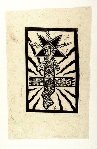 Artist: b'LINES, Benedict' | Title: b'not titled' | Date: 1986 | Technique: b'linocut, printed in black ink, from one block'