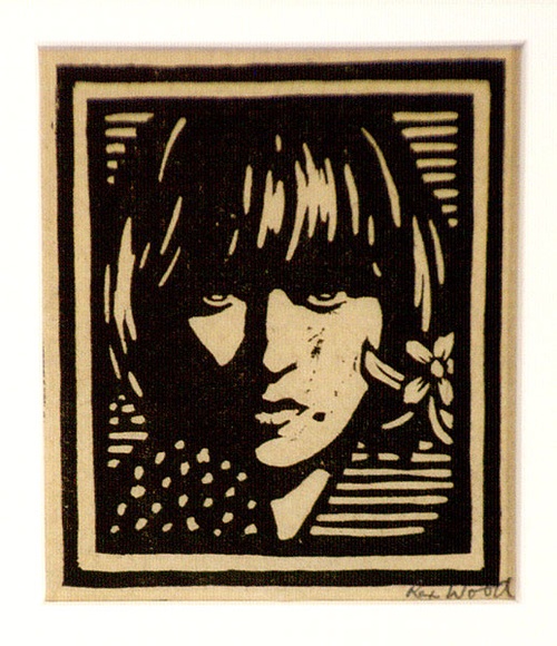 Artist: b'Wood, Rex.' | Title: b'(Face of a girl)' | Date: c.1934 | Technique: b'linocut, printed in black ink, from one block'