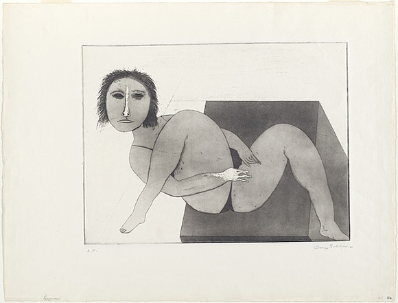 Artist: b'BALDESSIN, George' | Title: b'Performer.' | Date: 1968 | Technique: b'etching and aquatint, printed in black ink, from one plate'