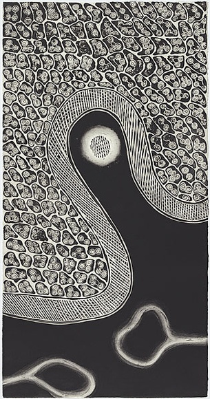 Artist: Yunupingu, Dhopiya. | Title: Gapu, tubig, air, water II | Date: 1999 | Technique: etching and aquatint, printed in black in, from one plate