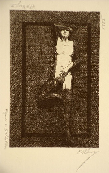 Artist: b'Kelly, William.' | Title: b'Figure on studio floor' | Date: 1985 | Technique: b'etching, printed in black ink with plate-tone, from one plate' | Copyright: b'\xc2\xa9 William Kelly'