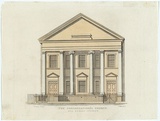 Title: b'The Congregational Church, Pitt Street Sydney.' | Date: 1848 | Technique: b'engraving, printed in black ink, from one plate; hand-coloured'