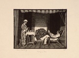 Artist: b'LINDSAY, Lionel' | Title: b'Morning tea' | Date: 1924 | Technique: b'wood-engraving, printed in black ink, from one block' | Copyright: b'Courtesy of the National Library of Australia'