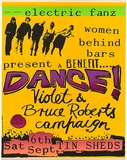 Artist: b'White, Sheona.' | Title: b'Electric Fanz. Women Behind Bars present a benefit... dance! Volet  & Bruce Roberts campaign..' | Date: 1980 | Technique: b'screenprint, printed in colour, from three stencils'