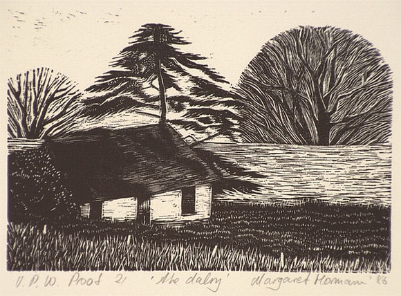 Artist: b'Hormann, Margaret.' | Title: b'The dairy' | Date: 1986 | Technique: b'wood engraving, printed in black ink, from one block'