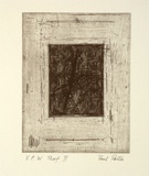 Artist: Partos, Paul. | Title: not titled [dark rectangle contained within mid-tone rectangle] | Date: 1986, March - April | Technique: etching and burnished aquatint, printed in black ink, from one plate