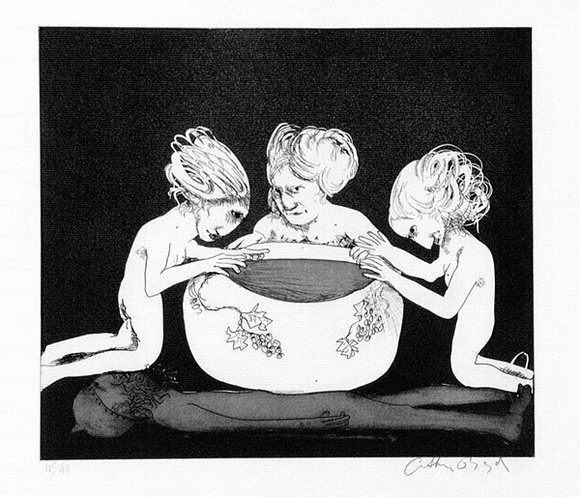 Artist: b'BOYD, Arthur' | Title: bThe women's vow. | Date: 1970 | Technique: b'etching and aquatint, printed in black ink, from one plate'