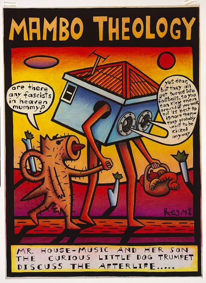 Artist: b'Mombassa, Reg.' | Title: b'Mambo theology' | Date: 1992 | Technique: b'offset-lithograph, printed in colour, from multiple plates'