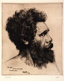 Artist: Cobb, Victor. | Title: Kuringbar, The last of his race. Australian native. | Date: 1937 | Technique: etching, printed in warm black ink with plate-tone, from one plate