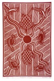 Artist: Marika, Banduk. | Title: Miyapunu and Guya | Date: 1985 | Technique: linocut, printed in red ink, from one block