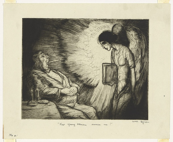 Artist: b'Dyson, Will.' | Title: b'Now young woman amuse me!.' | Date: c.1929 | Technique: b'drypoint, printed in black ink, from one plate'