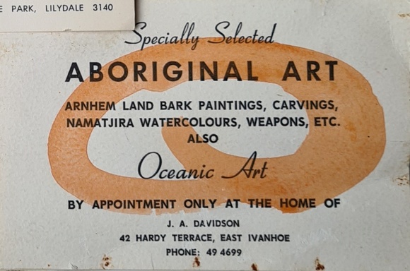 Title: b'Specially selected Aboriginal art ... also Oceanic Art ... J.A. Davidson 42 Hardy Terrace, East Ivanhoe [Melbourne].'