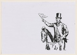 Artist: CIVIL, | Title: Horseman with flag. | Date: 2003 | Technique: stencil, printed in black ink, from one stencil