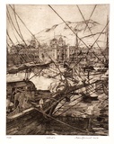 Artist: Emanuel, Cedric. | Title: Hobart 2. | Date: 1931 | Technique: etching and aquatint, printed in brown ink with plate-tone, from one plate