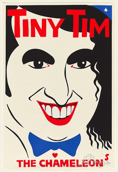 Artist: b'Sharp, Martin.' | Title: b'Tiny Tim. The Chameleon' | Date: 1982 | Technique: b'screenprint, printed in colour, from three stencils'