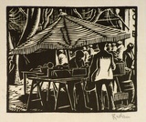 Artist: b'Hawkins, Weaver.' | Title: b'(street market).' | Date: c.1927 | Technique: b'linocut, printed in black ink, from one block' | Copyright: b'The Estate of H.F Weaver Hawkins'