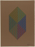 Artist: b'Flugelman, Bert.' | Title: b'(Cube in mesh).' | Date: 1972 | Technique: b'screenprint, printed in colour, from six stencils' | Copyright: b'\xc2\xa9 Bert Flugelman'