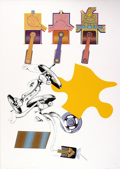 Artist: b'Lanceley, Colin.' | Title: b'Entrance of the thugs' | Date: 1966 | Technique: b'screenprint, printed in colour, from seven stencils' | Copyright: b'\xc2\xa9 Colin Lanceley. Licensed by VISCOPY, Australia'