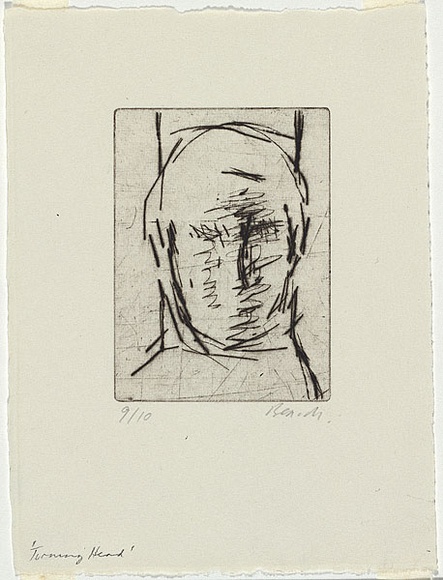 Artist: b'MADDOCK, Bea' | Title: b'Turning head' | Date: 25 August 1964 | Technique: b'drypoint, printed in black ink, from one copper plate'