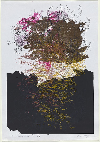 Artist: b'MEYER, Bill' | Title: b'Springing to mind' | Date: 1981 | Technique: b'screenprint, printed in eight colours, from multiple screens (screen blockout and charcoal and acetate for photo-indirect)' | Copyright: b'\xc2\xa9 Bill Meyer'