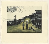 Artist: b'Shead, Garry.' | Title: b'Thirroul' | Date: 1994-95 | Technique: b'etching and aquatint, printed in blue-black and yellow inks, from two plates' | Copyright: b'\xc2\xa9 Garry Shead'