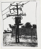Artist: Mombassa, Reg. | Title: not titled [Telegraph pole lines] | Date: 1989-90 | Technique: screenprint, printed in black ink, from one stencil | Copyright: This work appears on screen courtesy of the artist