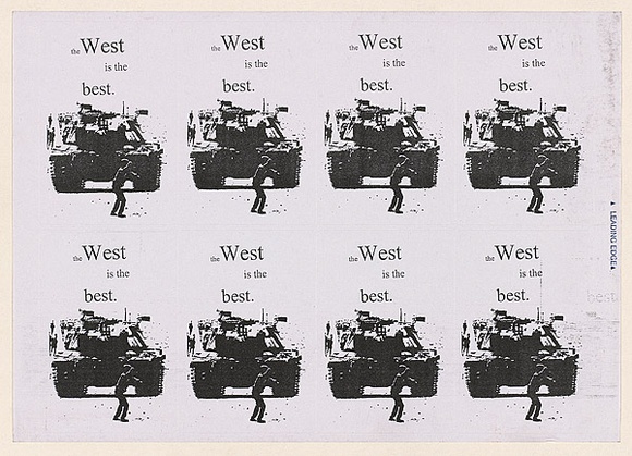 Artist: b'Azlan.' | Title: b'The West is the best.' | Date: 2003 | Technique: b'laser printed  in black ink'