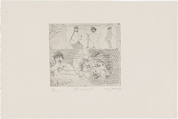 Artist: b'WALKER, Murray' | Title: b'Fleeting fragments.' | Date: 1979 | Technique: b'etching, printed in black ink, from one plate'
