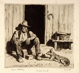 Artist: LINDSAY, Lionel | Title: Sunday camp | Date: 1925 | Technique: etching and aquatint, printed in brown ink, from one plate | Copyright: Courtesy of the National Library of Australia
