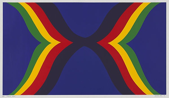 Artist: b'Ball, Sydney.' | Title: b'Shiraz Cross.' | Date: 1967 | Technique: b'screenprint, printed in colour, from multiple stencils'