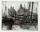 Artist: GOODCHILD, John | Title: By the Maria della Salute | Date: c.1932 | Technique: drypoint, printed in black ink, from one plate
