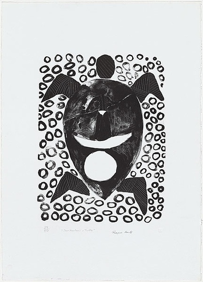 Artist: b'Orsto, Reppie.' | Title: b'Jarrikarlami [Turtle]' | Date: 1991 | Technique: b'lithograph, printed in black ink, from one plate'