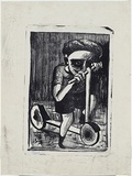 Artist: Blackman, Charles. | Title: Boy on scooter. | Date: 1953 | Technique: lithograph, printed in black ink, from one plate