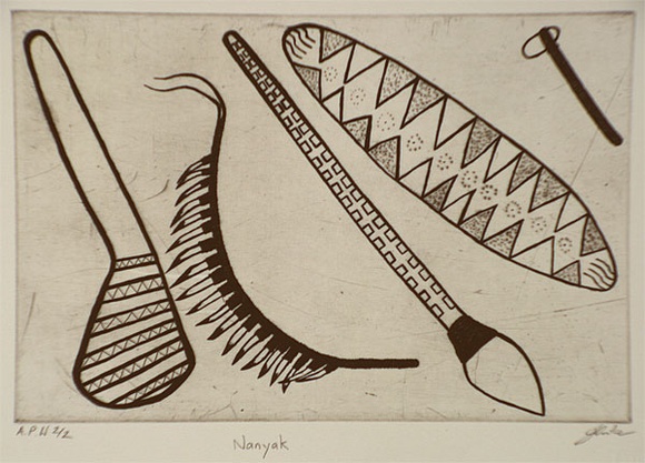 Artist: b'Carter, Jimealie Joyce.' | Title: b'Nanyak' | Date: 1999, April | Technique: b'etching, printed in black ink, from one plate'