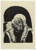 Artist: b'AMOR, Rick' | Title: b'The artist / Feliks Topolski.' | Date: 1987 | Technique: b'woodcut, printed in black ink, from one block'