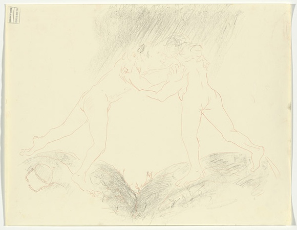 Artist: b'BOYD, Arthur' | Title: b'Two figures wrestling.' | Date: 1960-70 | Technique: b'transfer drawing' | Copyright: b'Reproduced with permission of Bundanon Trust'