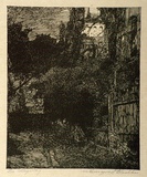 Artist: b'Evergood, Miles.' | Title: b'The alleyway.' | Date: 1891 | Technique: b'woodcut, printed in black ink, from one block'
