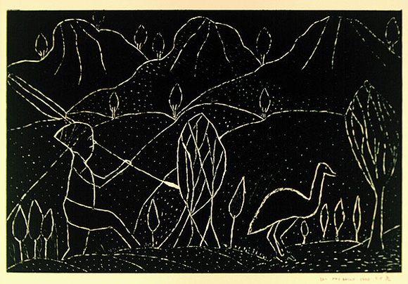 Artist: b'Baily, May.' | Title: b'not titled [No.36]' | Date: 1990 | Technique: b'woodcut, printed in black ink, from one block'