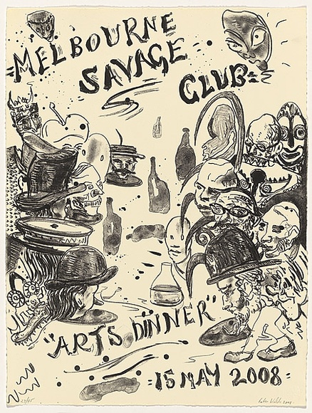 Title: b'Melbourne Savage Club arts dinner 15 May 2008' | Date: 2008 | Technique: b'lithograph, printed in black ink, from one stone'