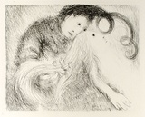 Artist: b'BOYD, Arthur' | Title: bSt Francis holding St Clare's hair. | Date: (1965) | Technique: b'lithograph, printed in black ink, from one plate' | Copyright: b'Reproduced with permission of Bundanon Trust'