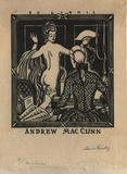 Artist: FEINT, Adrian | Title: Bookplate: Andrew Mac Cunn. | Date: (1931) | Technique: wood-engraving, printed in black ink, from one block | Copyright: Courtesy the Estate of Adrian Feint
