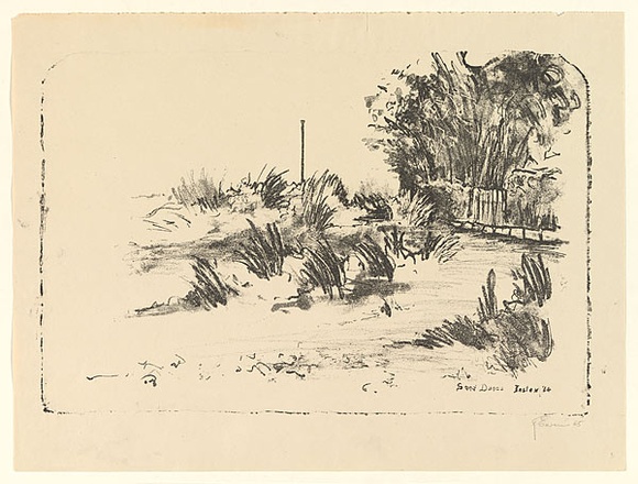 Artist: b'EWINS, Rod' | Title: b'Sand dunes, Instow. 64.' | Date: 1965 | Technique: b'lithograph, printed in black ink, from one stone'